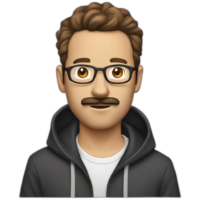 it nerd hoodie receding hairline and mustache and beard brown hair emoji