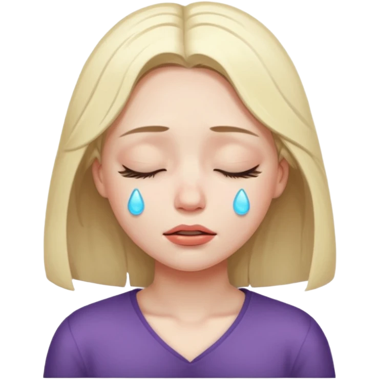 Girl with closed eyes crying meme emoji