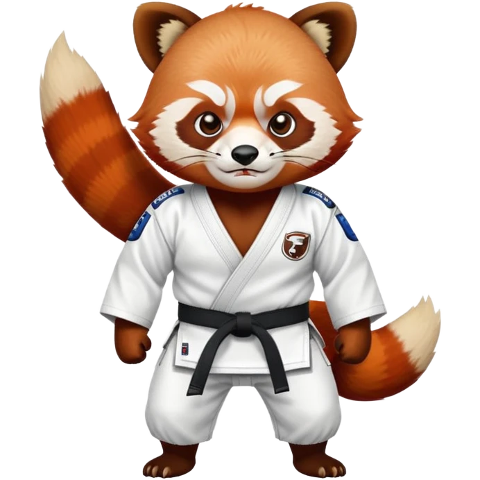 Angry Red panda wearing a jiu jitsu gi white belt emoji
