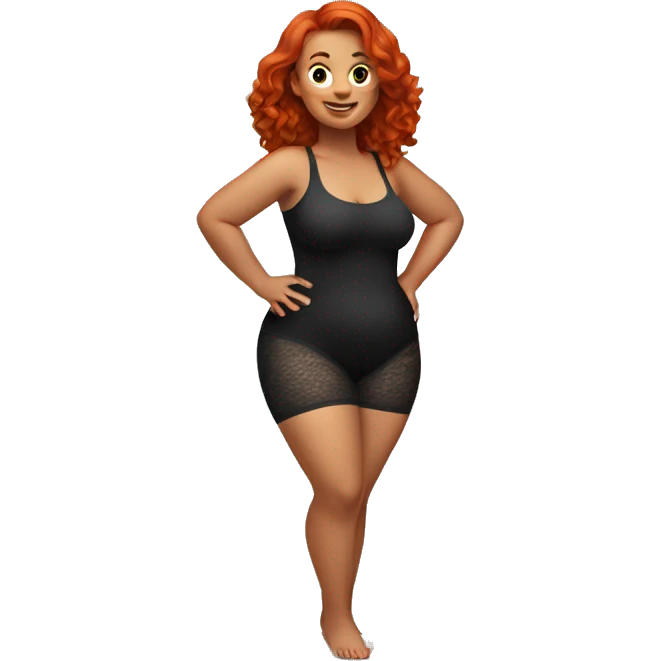 Curvy redhead in tights beach body pose sfw emoji