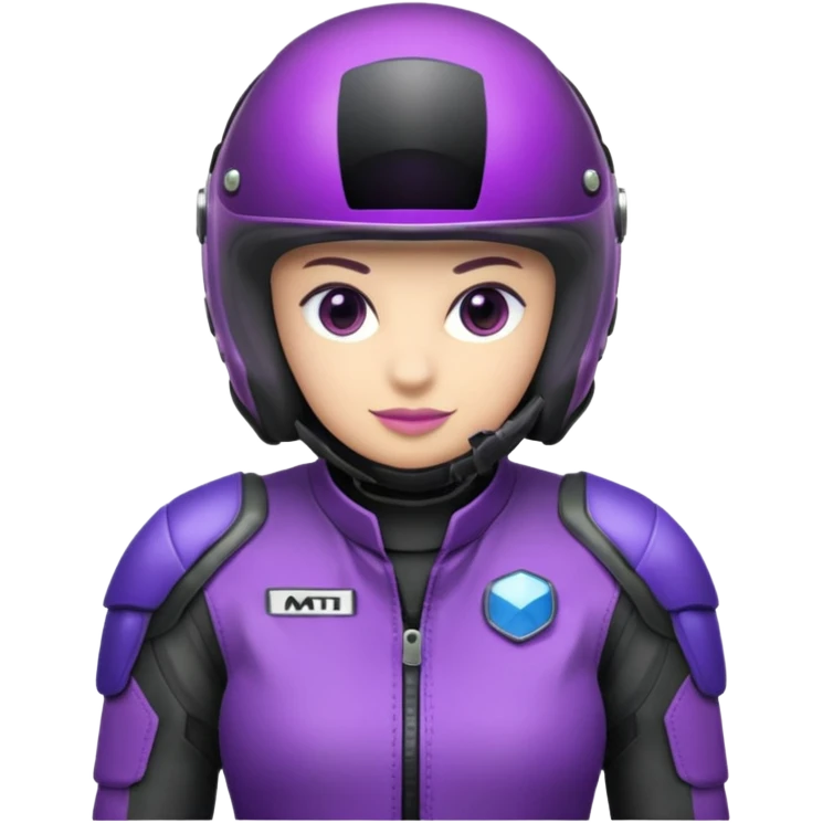 Créer un emoji avec une moto mt07 sport noir mate / violet iridescent très foncé. Avec une pilote dessus visière violet sombre faceless, bulle de la moto violet. Avec fond arrière violet, tenue complète casque inclus violet  emoji
