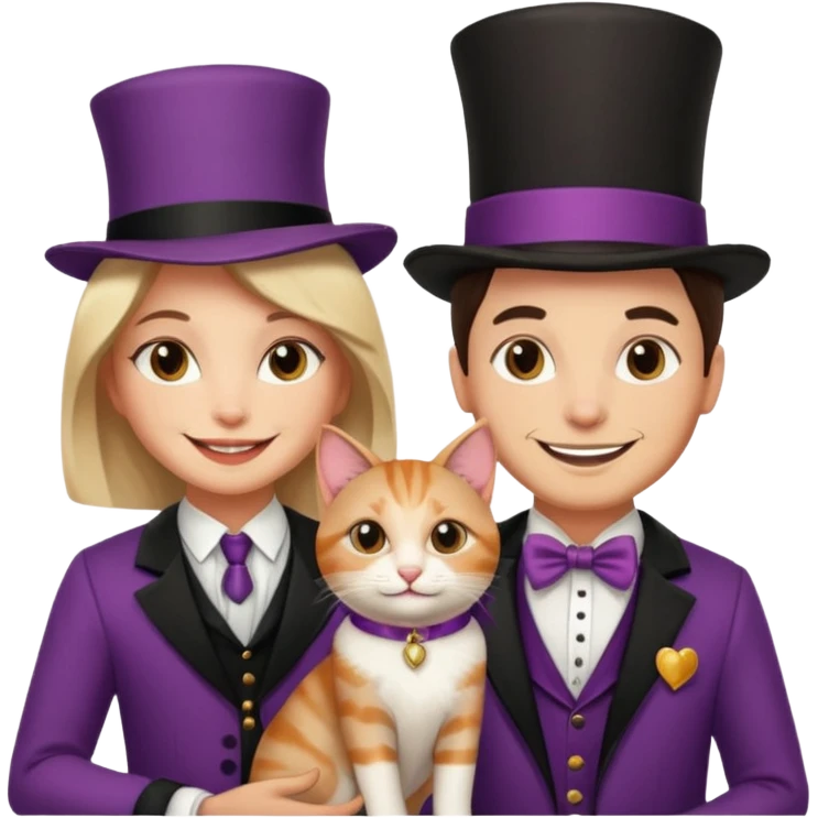 magician couple and their pet cat emoji