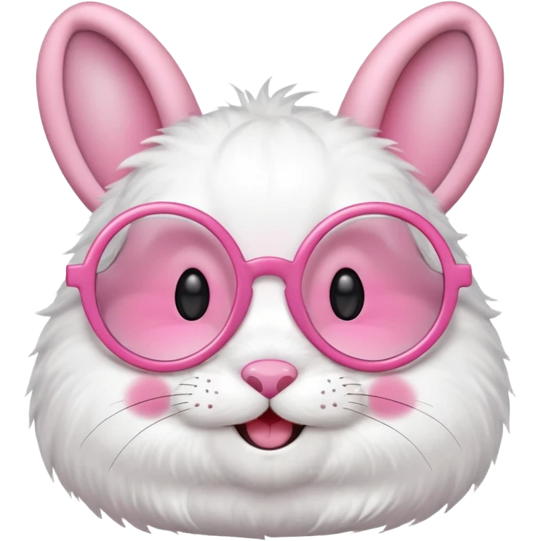 Pink bunny with big circular glasses, smiling. emoji