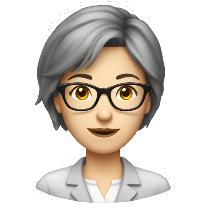 teacher female short hair glasses pale emoji
