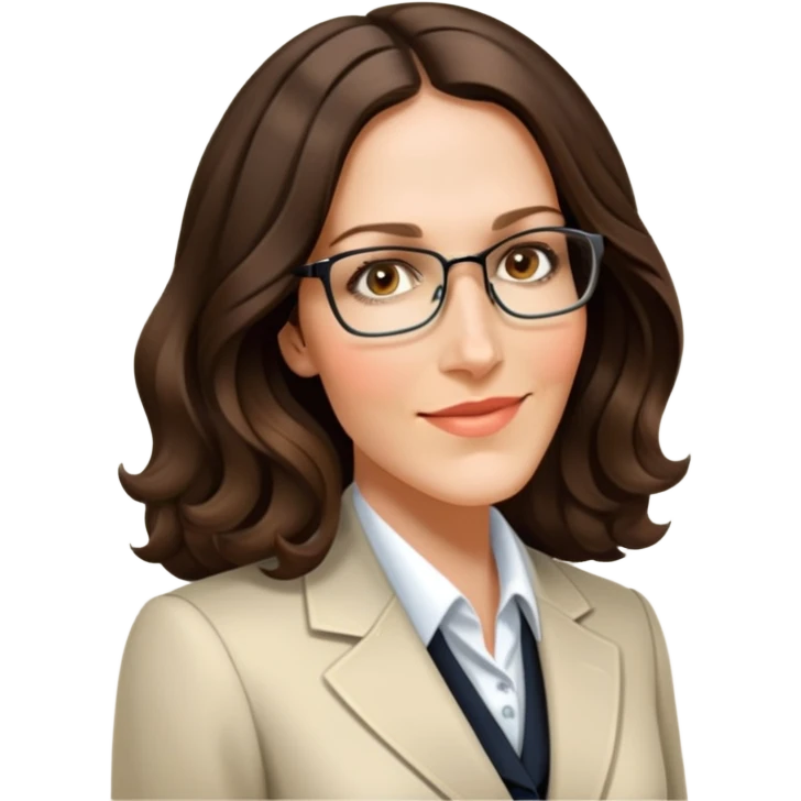 Brunette with medium wavy hair in professional attire emoji