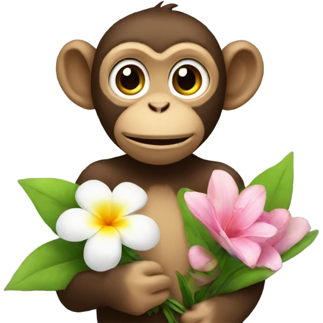 Monkey holds flowers  emoji