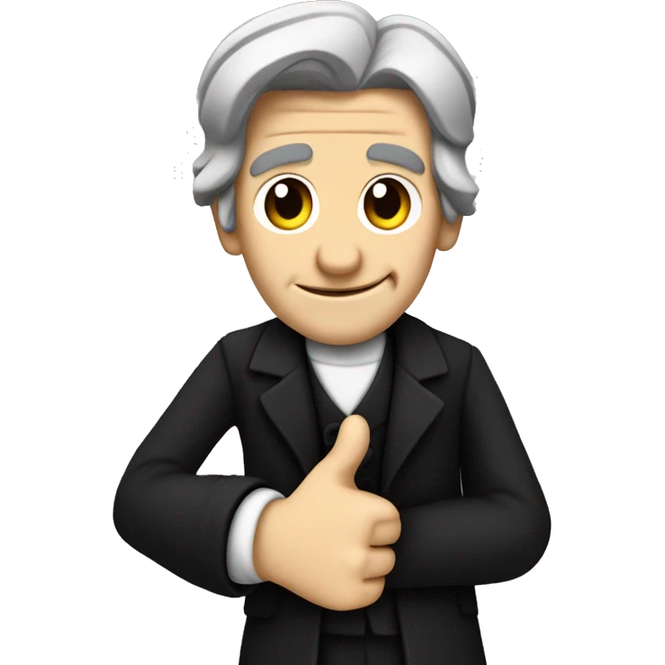 Ralph Waldo Emerson with thumbs up with a little frown and black clothes emoji