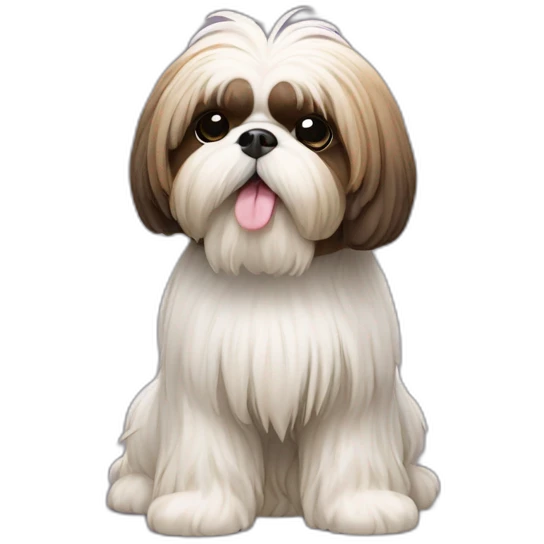 Dog Shih Tzu with long wool full-height stand up emoji