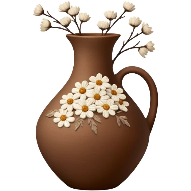 Brown vase with white dried flowers emoji