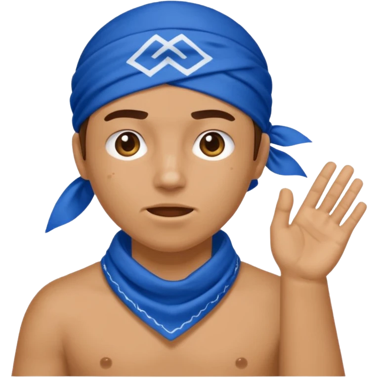 blue bandana throwing up a c  emoji