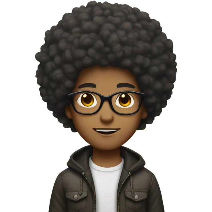 Light skin boy with Afro and glasses  emoji