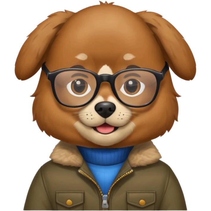 dog wearing jacket and glasses emoji