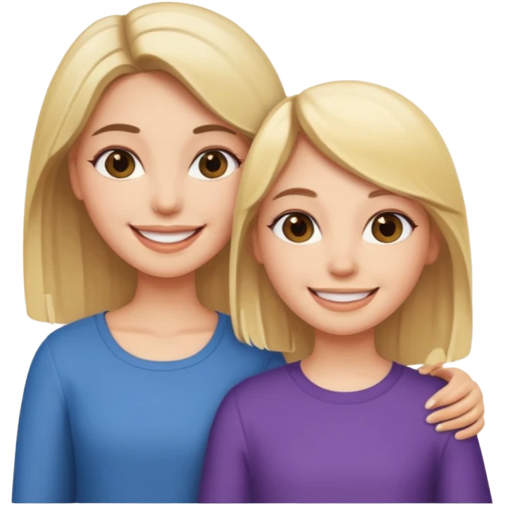 a brunette girl and a blonde girl smiling friends emoji