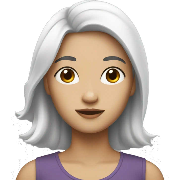 Woman who has half black hair and half White hair  emoji