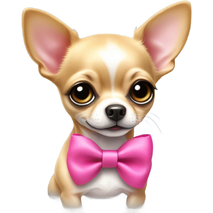 Baby Chihuahua with a pink bow  emoji