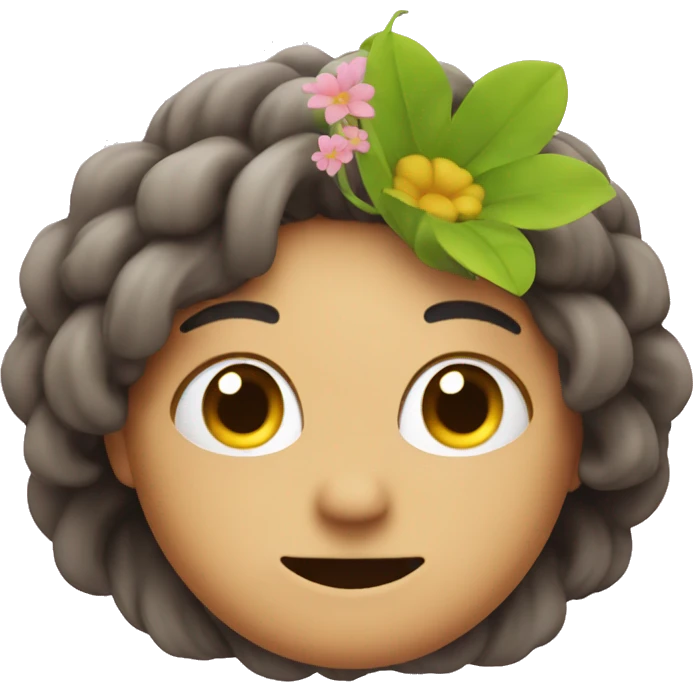 flower on the meh emoji head emoji