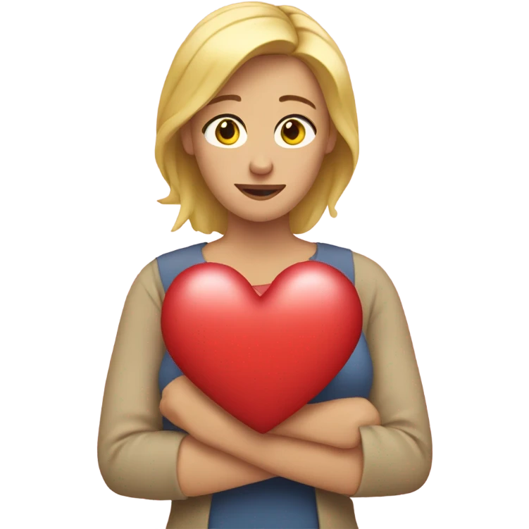 Blonde Mother holds her heart in her arm emoji