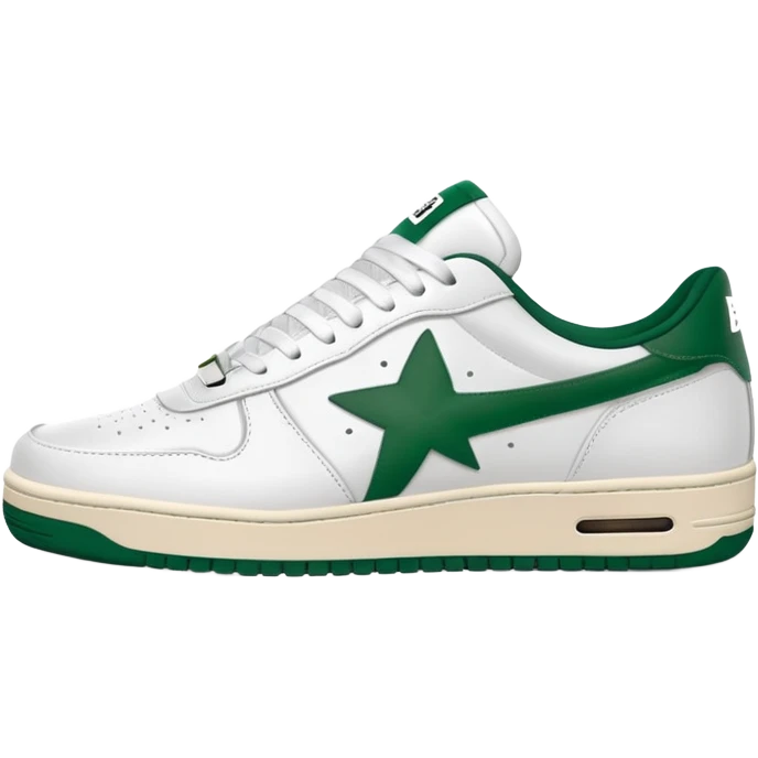 Сделай кроссовки BAPE STA белые с темно-зелеными  emoji