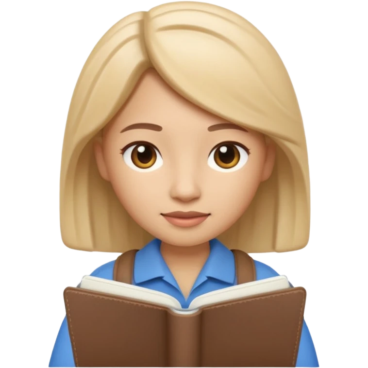 Apple Memoji-style 3D emoji of a calm counselor character with a notebook, soft shading, rounded shapes, warm colors, no background.
 emoji