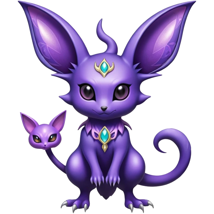 Shiny Exotic Badass Royal Divine Mysterious Gothic Noibat-Espeon-Pokémon-Fakémon-hybrid-creature (full body) emoji