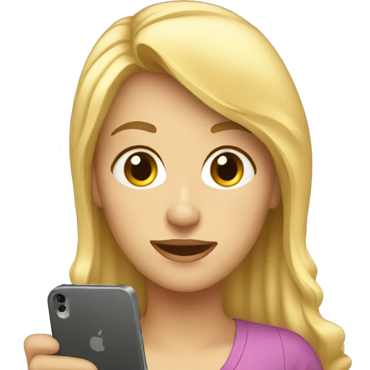 mujer rubia con smartphone emoji