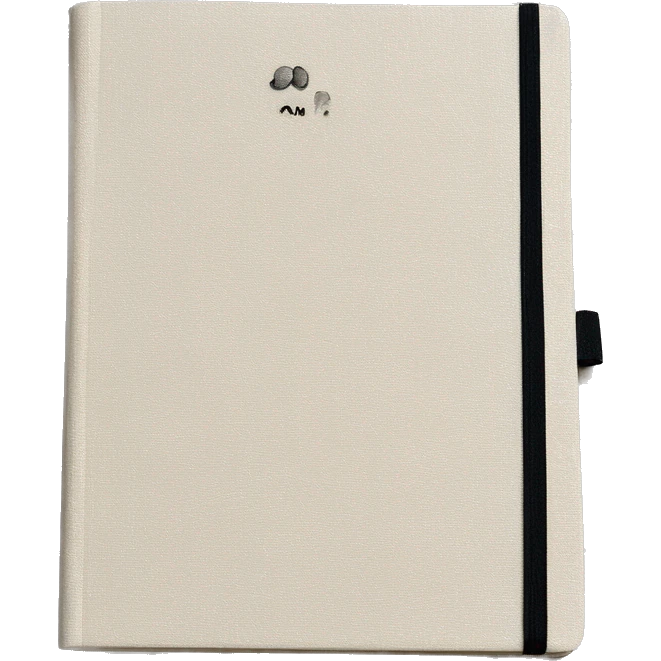 Cream Linen cover notebook with a elegant small text emoji