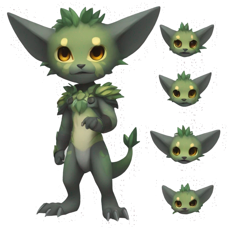 a anthro chibi-style rock-type-metal-type Fakémon-hybrid full body emoji