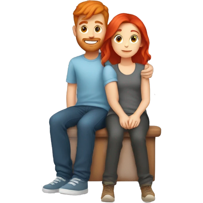 Red hair girl sitting on boyfriend’s lap emoji