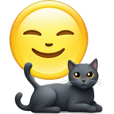 Dark grey cat in the sun emoji