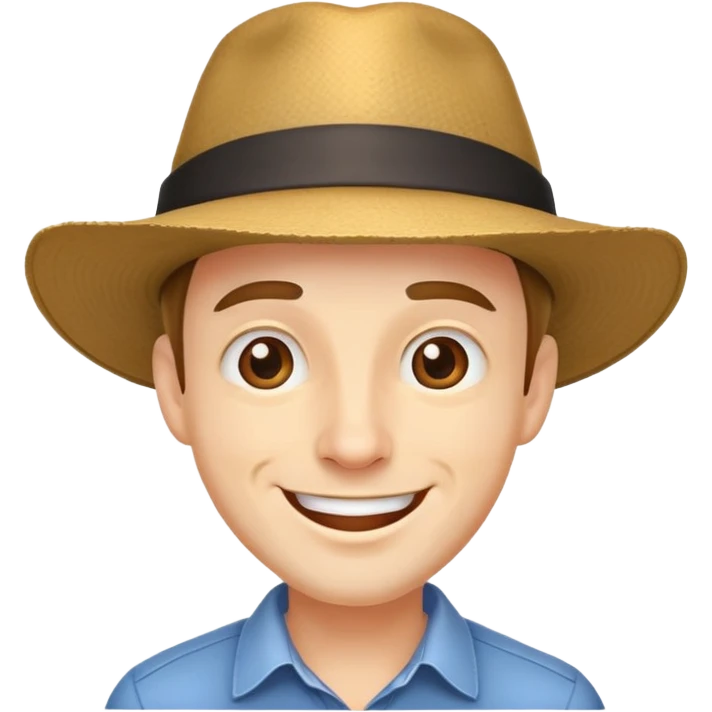 man with a hat, cheerful expression emoji