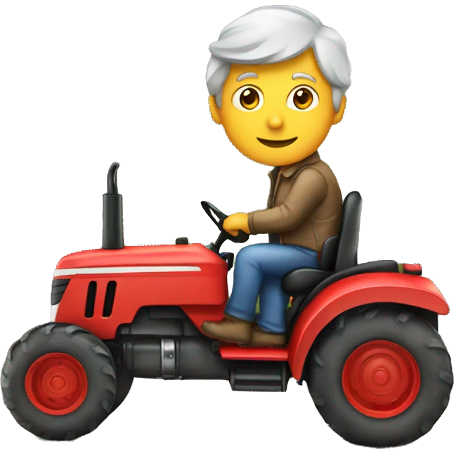Man driving red tractor  emoji