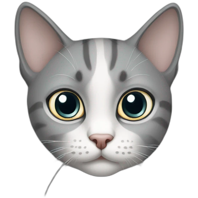 White and grey cat big eyes emoji