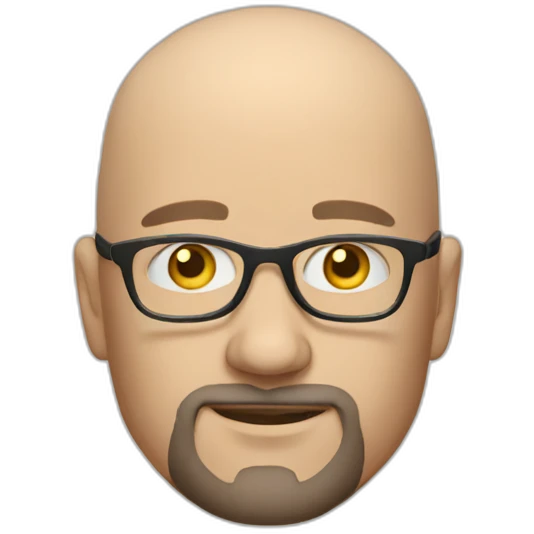 bald white man with glasses with a goatee looking sexy emoji