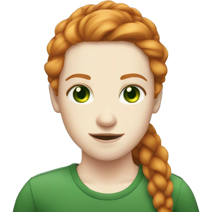 pale skin, ginger braid, green eyes emoji