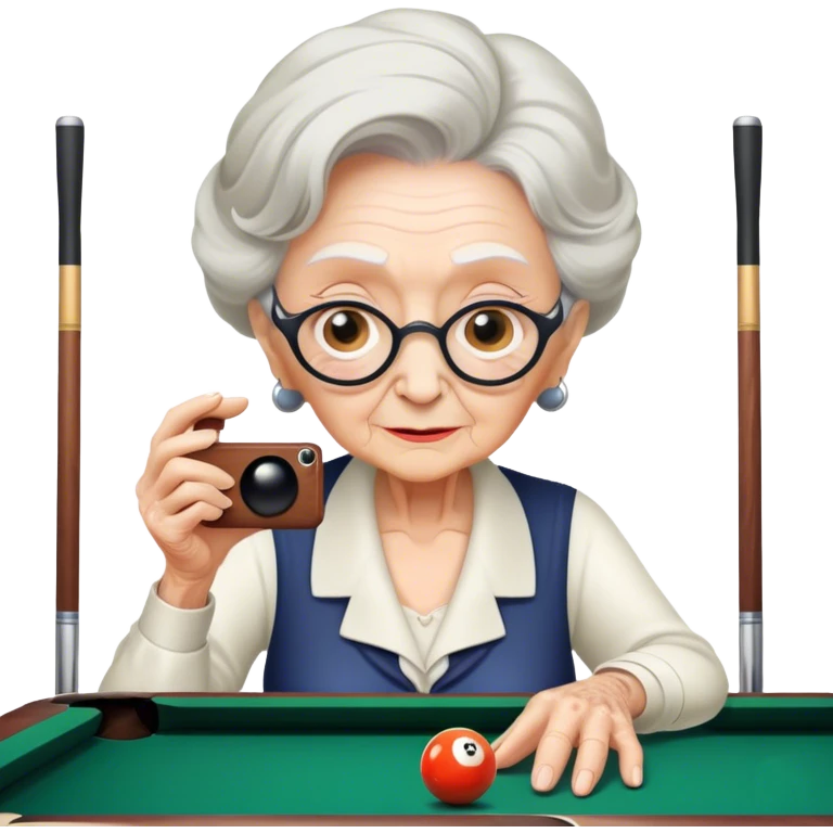 Old lady taking photo of billiards emoji