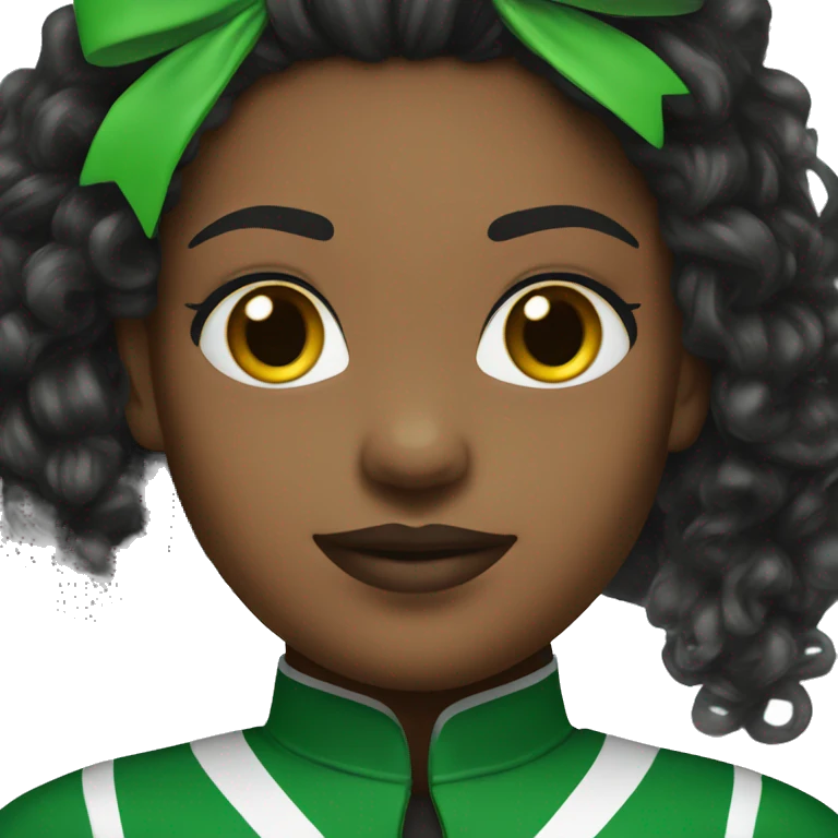 African american cheerleader color green and black uniform emoji
