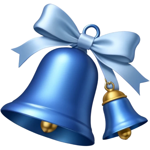 blue christmas bell with white ribbon emoji