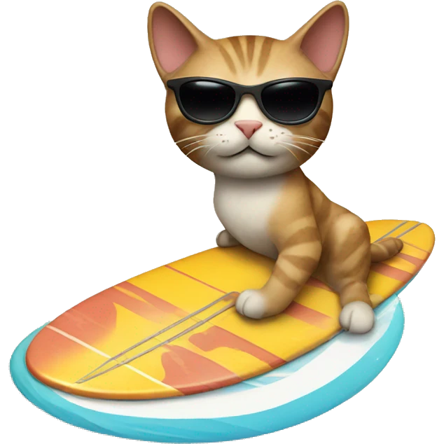 cat with sunglasses and surf table emoji