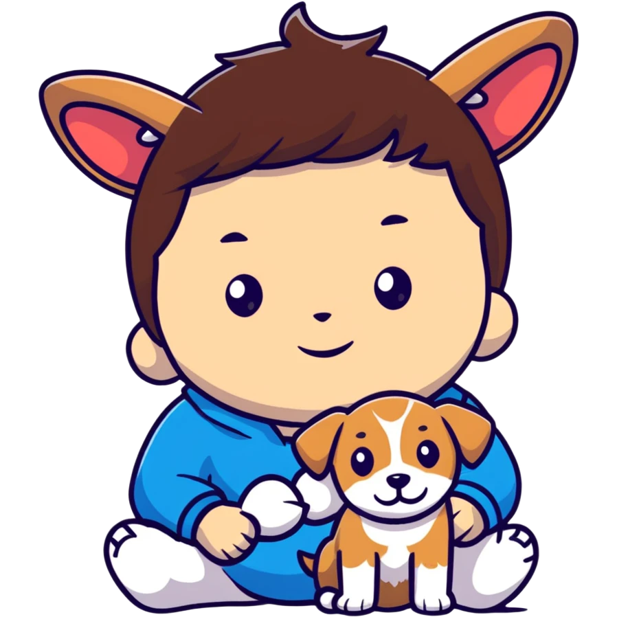 boy alone with puppy ears brown hair pale  skin emoji