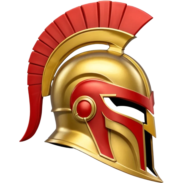 Side view of a gold and red Spartan helment emoji