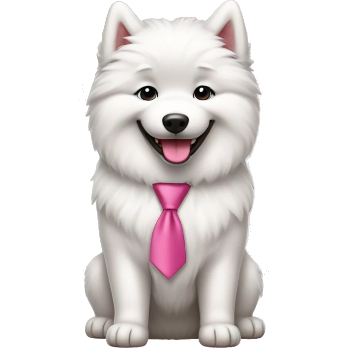 Happy Samoyed dog with pink row tie emoji