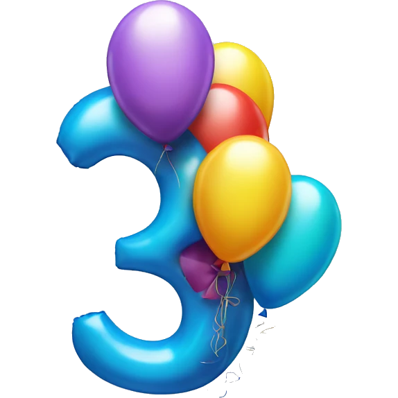Birthday balloon shaped as number 6 emoji