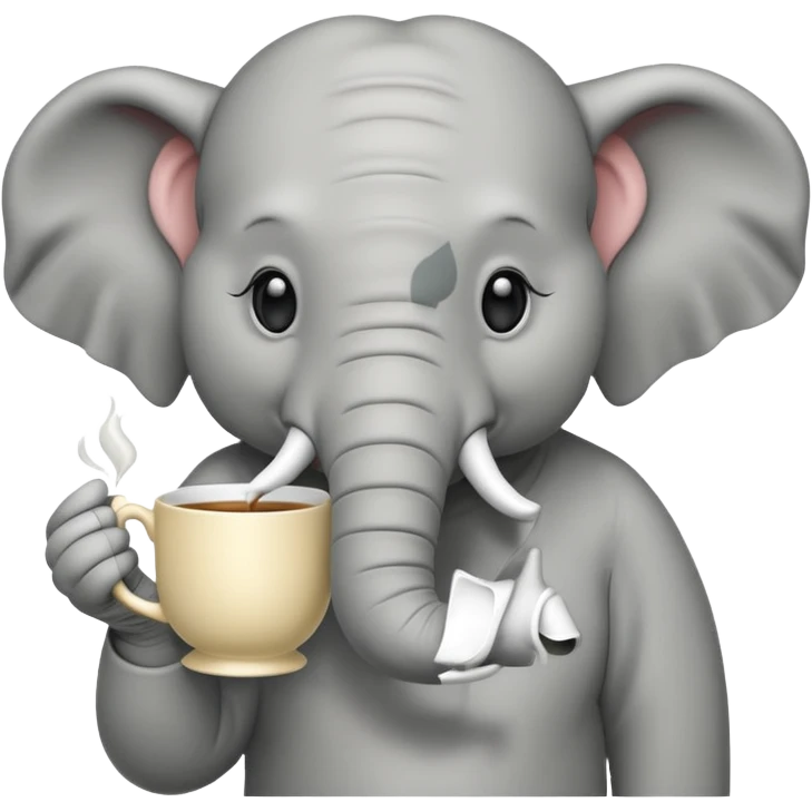 elephant with tea cup emoji