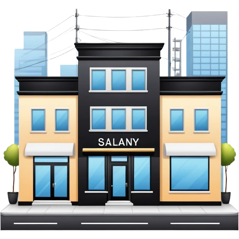 three beauty salon buildings connected by lines emoji