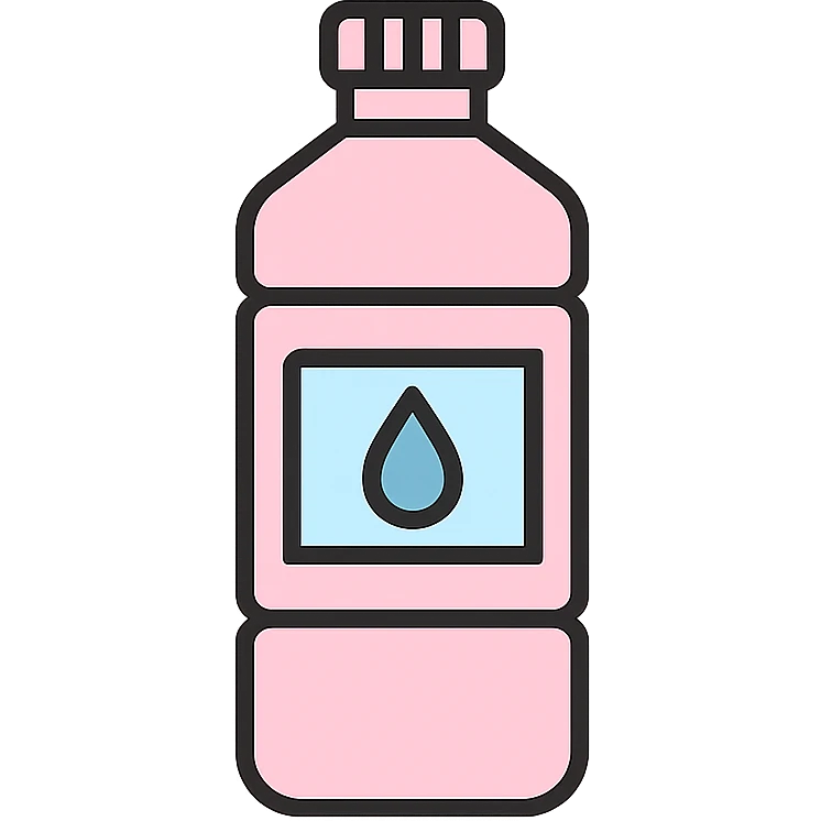 pastel pink bottle of water, color icon style, clean and modern emoji