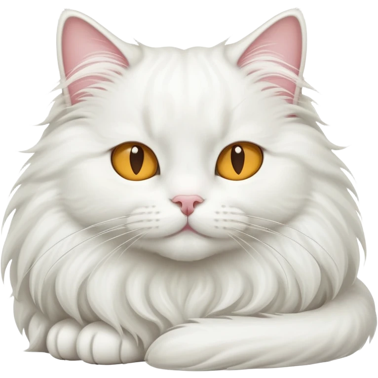 Long-haired white cat lying emoji