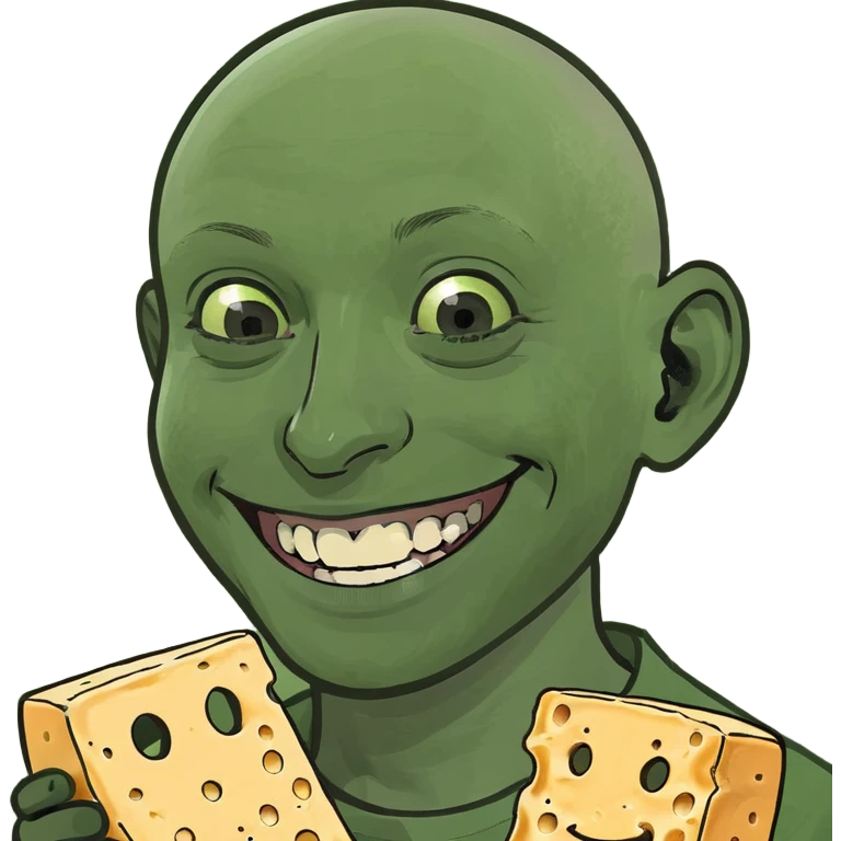 bald boy smiling portrait with cheese emoji