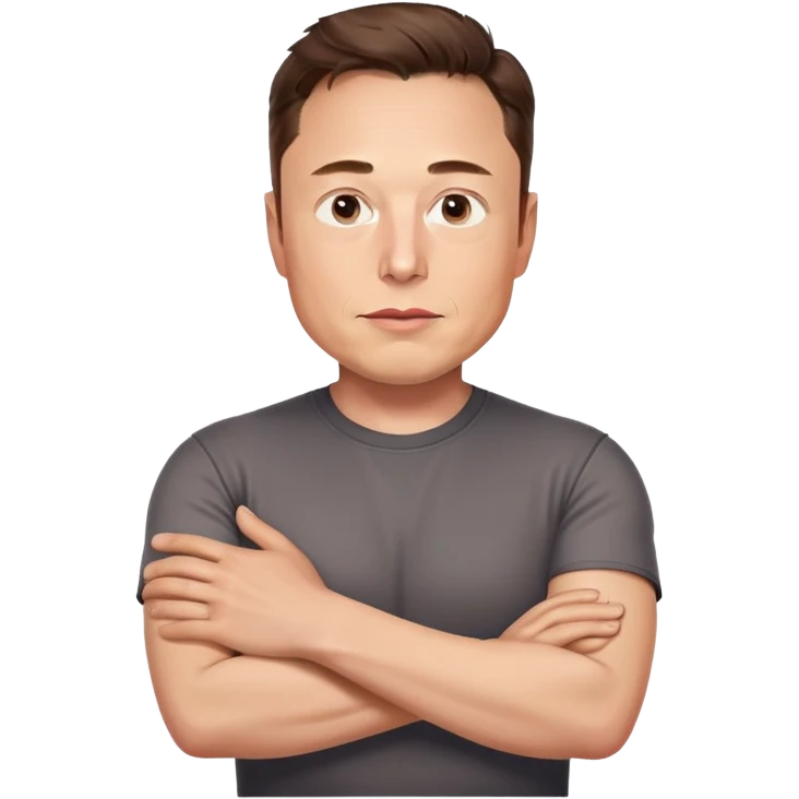 Elon Musk holding his arm out with his eyes crossed ￼ emoji