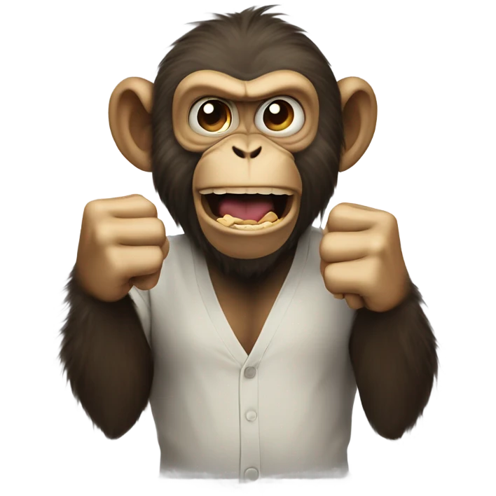 Really mad monkey, smoke coming from ears and nose, holding fist up emoji