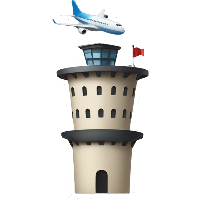 tower with an airplane heading towards its direction emoji